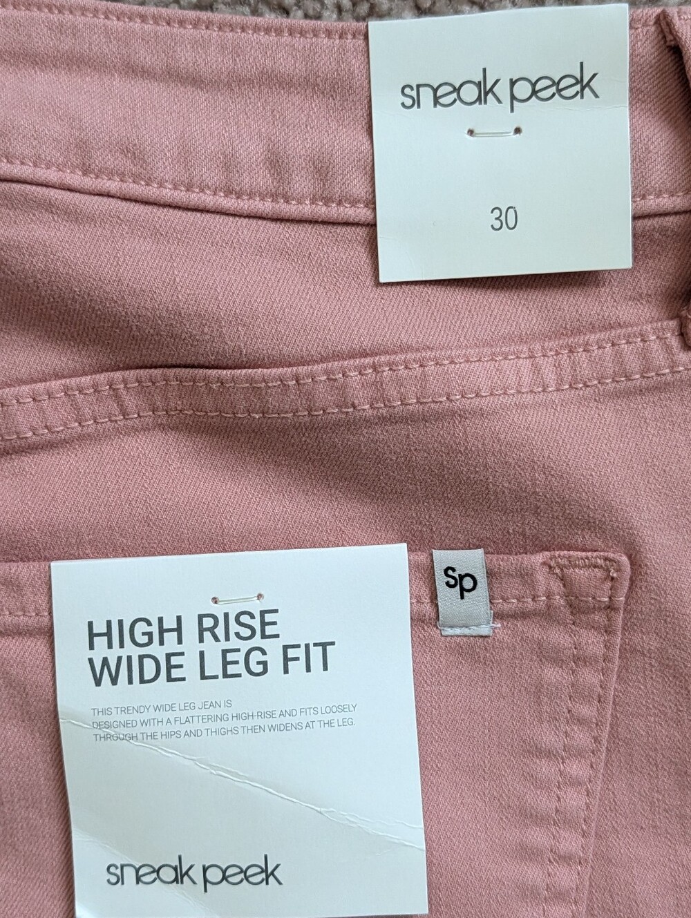 Sneak Peek Womens Dusty Pink Distressed High Rise Wide Leg Jeans NWT Size 30 - Picture 8 of 14
